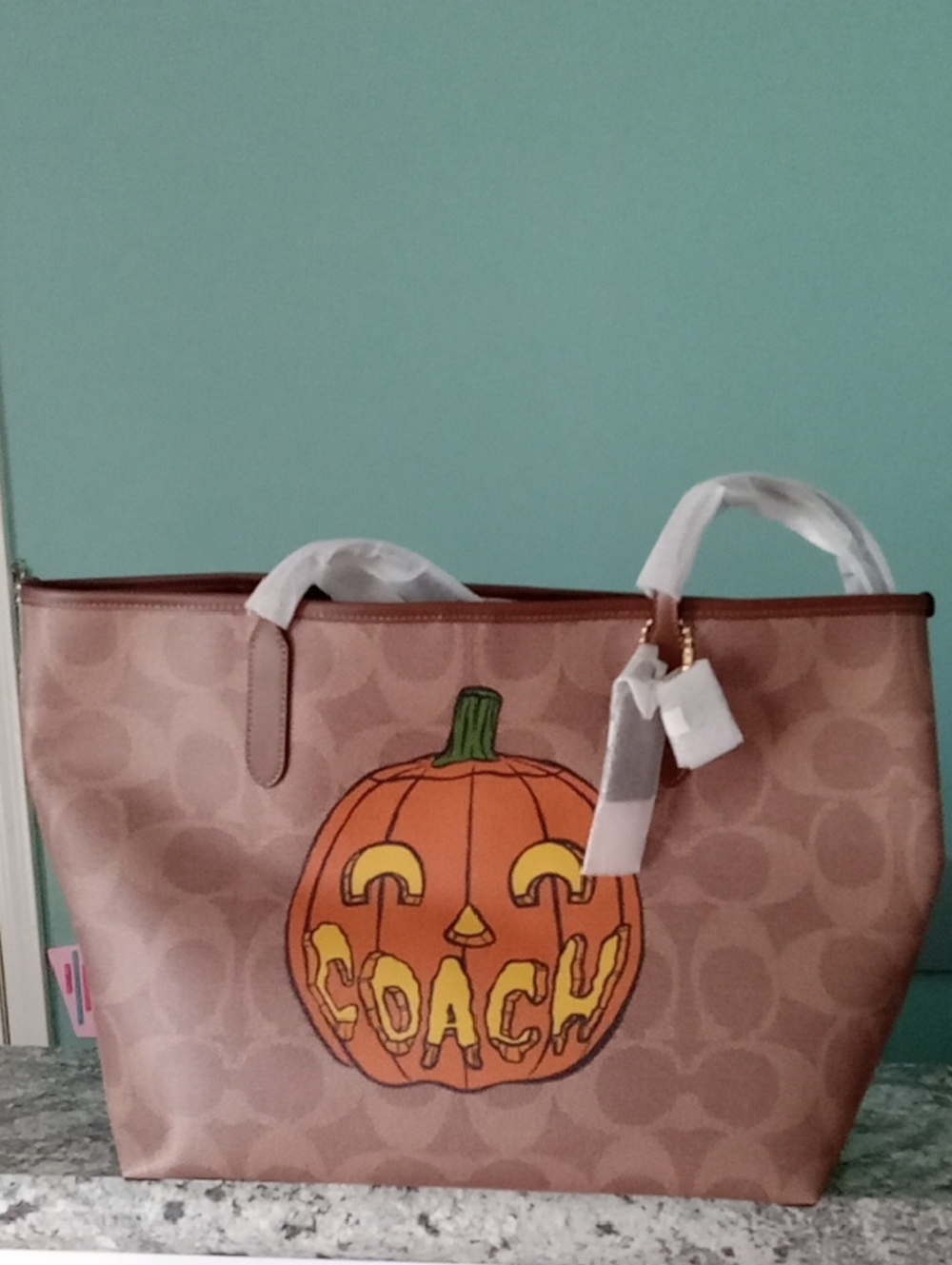 COACH Light Brown Signature Pumpkin Tote NWTS 🎃🎃🎃🎃🎃
